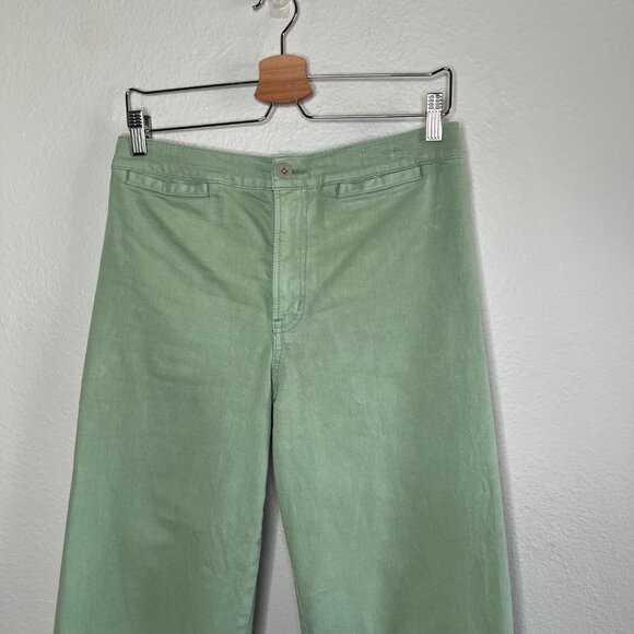 Madewell Emmett Wide-Leg Crop Cotton Pants Size 29 Sage Green - Picture 2 of 12